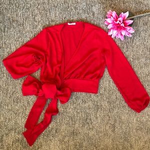 Fashion Nova Red Wrap Around Top